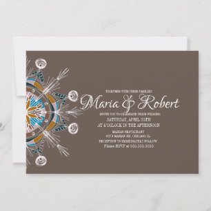 Convite de Casamento Mandala Boêmio Colorido