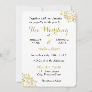 Convite de Casamento Mandala Dourada