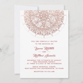 Convite de Casamento Mandala Dourado Rosa