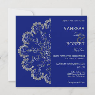 Convite de Casamento Mandala Floral Prata Elegante