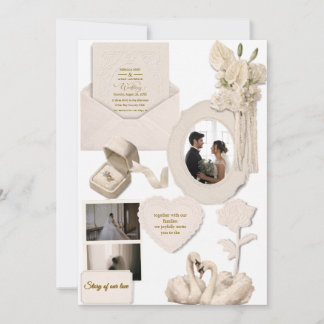 Convite de Casamento Marfim Elegante