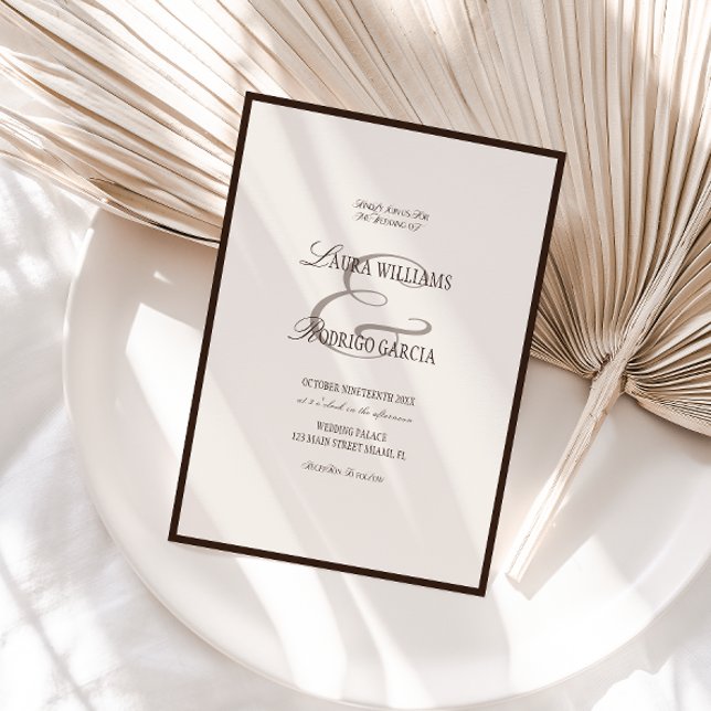 Convite de Casamento Marfim Espresso Old Money (Criador carregado)