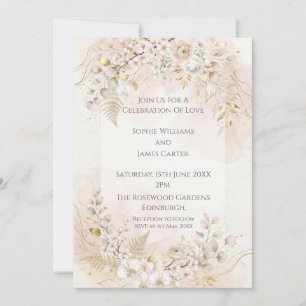 Convite de Casamento Marfim Flor de Blossom