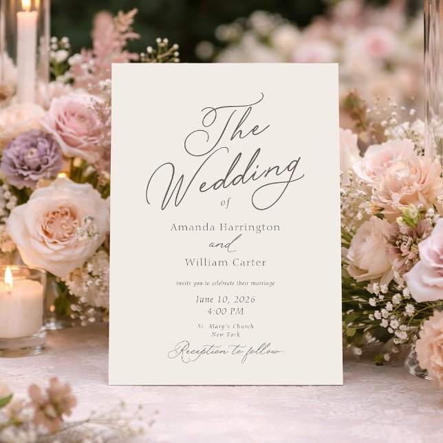 Convite de Casamento Marfim Minimalista Elegante (Criador carregado)
