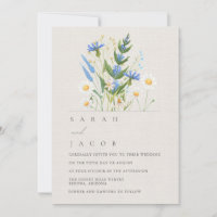 Convite de Casamento Margarida Azul Flor de Verão