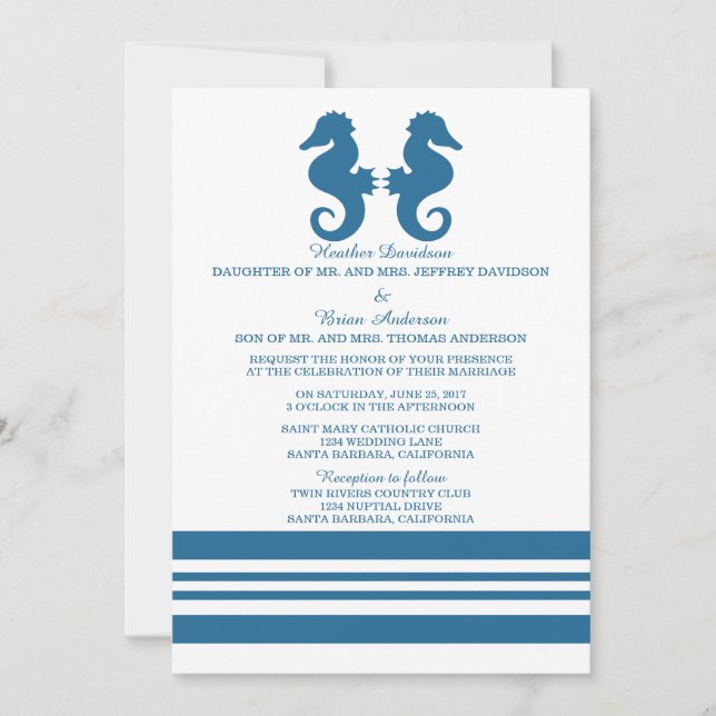 Convite de casamento marítimo náutico (Frente)