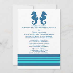 Convite de casamento Marítimo Náutico Azul Turquoi