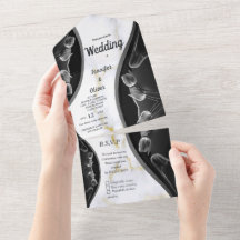 Convite de Casamento Mármore Branco & OURO Tudo em