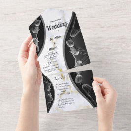Convite de Casamento Mármore Branco & OURO Tudo em