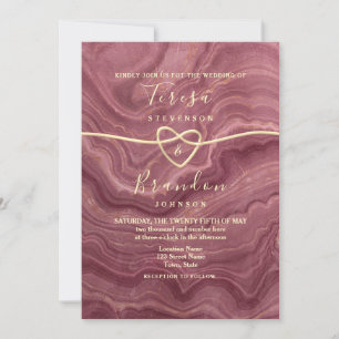 Convite de Casamento Mármore Dourado Rosa