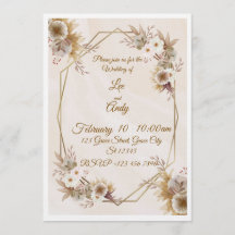 Convite de casamento marrom e bege
