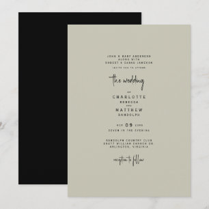 Convite de Casamento Marrom e Preto Elegante e Sim