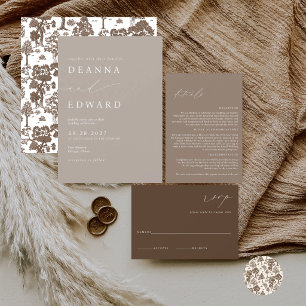 Convite de Casamento Marrom Elegante LILLIE