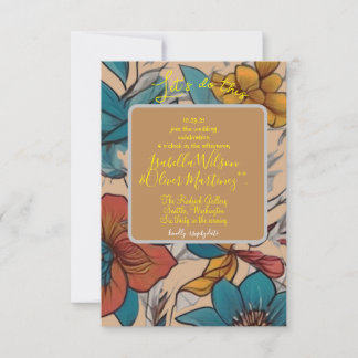 convite de casamento marrom floral