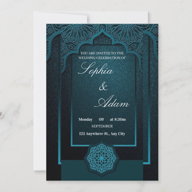 Convite de Casamento Marroquino Elegante (Frente)