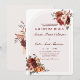 Convite de casamento marsala em espanhol convite