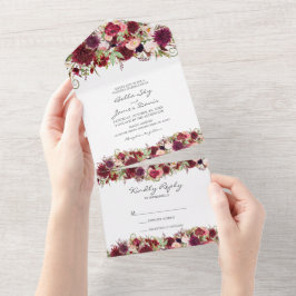 Convite de Casamento Marsala Vermelho Borgonha Tud