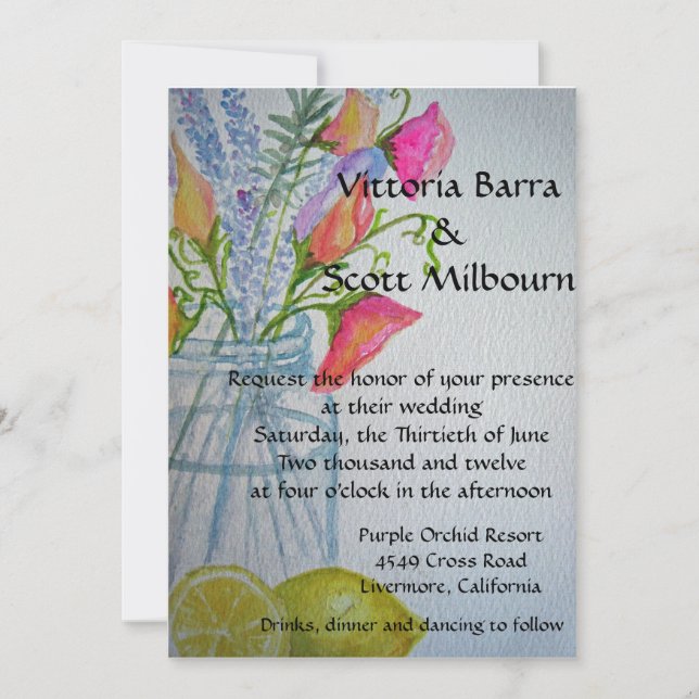 Convite de Casamento Mason Jar #3 (Frente)