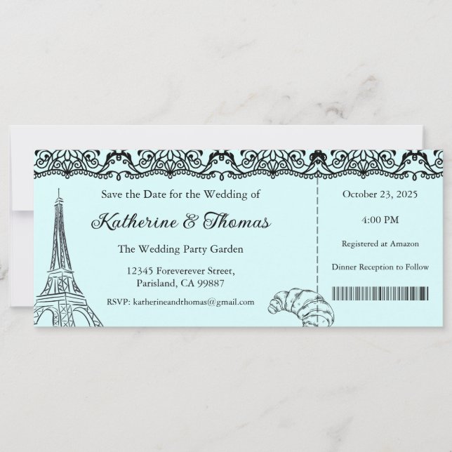 Convite de Casamento, Material de Escritório de Ca (Frente)
