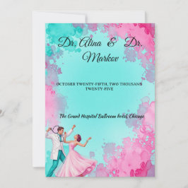 Convite de Casamento Médico Aquarela Dança Selvage
