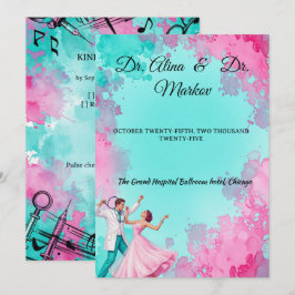 Convite de Casamento Médico Aquarela Dança Selvage