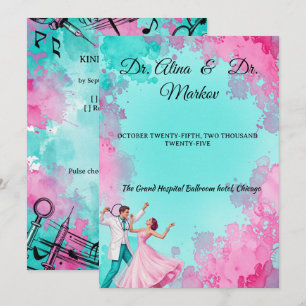 Convite de Casamento Médico Aquarela Dança Selvage