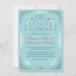 Convite de casamento medieval vitoriano vintage