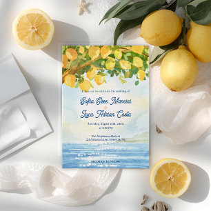 Convite de Casamento Mediterrâneo com Limão Costal