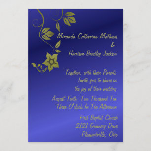 Convite De Casamento Metálico Azul