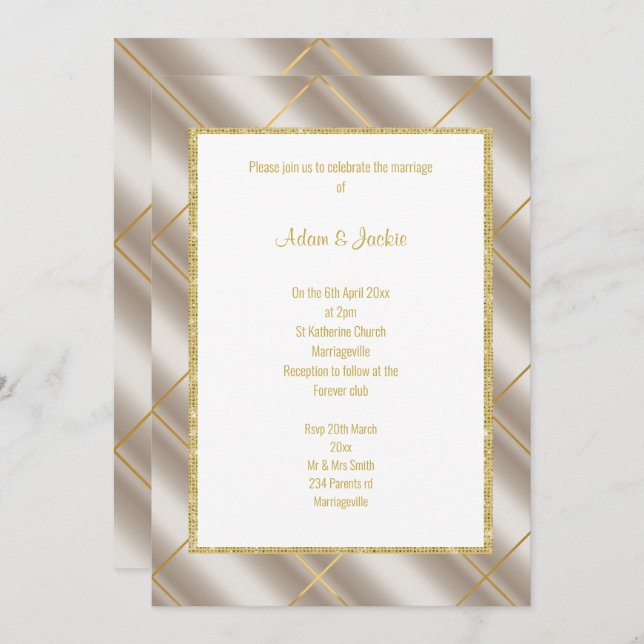 CONVITE DE CASAMENTO METÁLICO DE BRONZE DE ACESSO  (Frente/Verso)