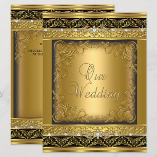 Convite de Casamento Metálico Dourado Diamante Pre