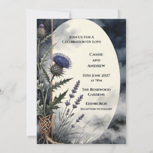 Convite de Casamento Midnight Highland Thistle