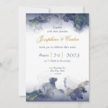 Convite de Casamento Midnight Ink & Gold