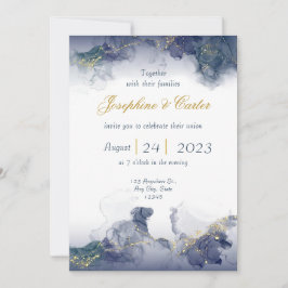 Convite de Casamento Midnight Ink & Gold