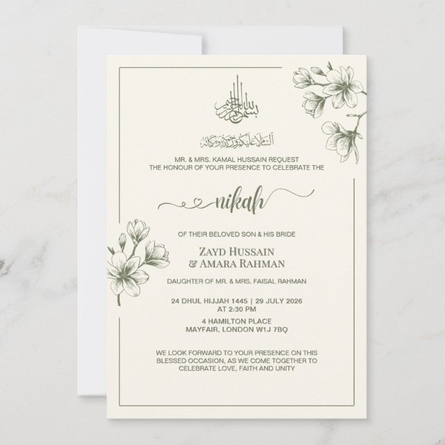 Convite de Casamento Minimal Elegante | Marfim Sua (Frente)