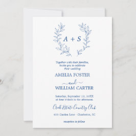 Convite de Casamento Minimal Leaf | Monograma Form