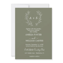 Convite de Casamento Minimal Leaf | Monograma Form