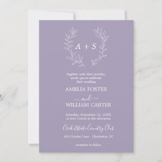 Convite de Casamento Minimal Leaf | Monograma Form