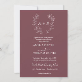 Convite de Casamento Minimal Leaf | Monograma Form