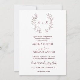 Convite de Casamento Minimal Leaf | Monograma Form