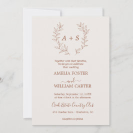 Convite de Casamento Minimal Leaf | Monograma Form