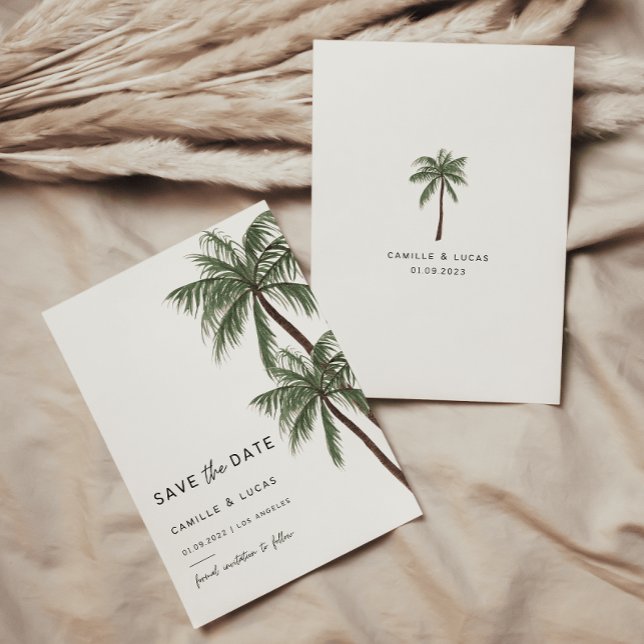 Convite de casamento Minimalist Palm Trees (Criador carregado)