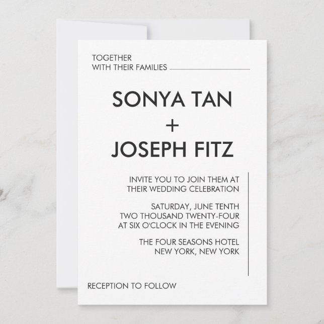 Convite de Casamento Minimalista (Frente)