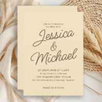 Convite de Casamento Minimalista Amarelo Marrom Sc