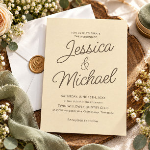 Convite de Casamento Minimalista Amarelo Marrom Sc