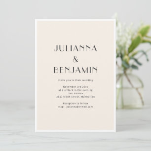 Convite de Casamento Minimalista Art Déco Marfim C