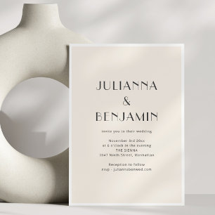 Convite de Casamento Minimalista Art Déco Marfim C