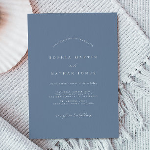 Convite de Casamento Minimalista Azul Empoeirado