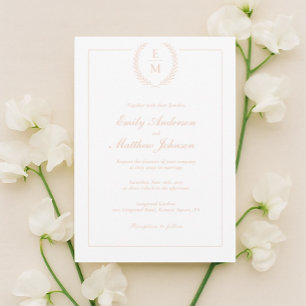 Convite de Casamento Minimalista Blush Laurel