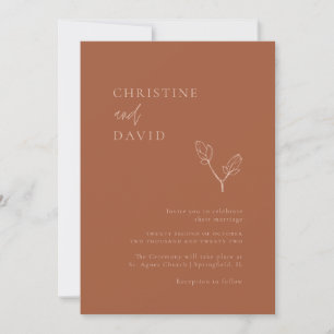 Convite de Casamento Minimalista Bohemian Terracot